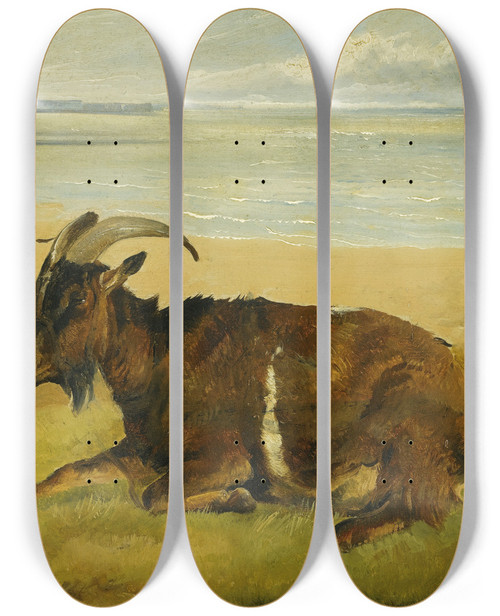 Triptych art skateboard deck of Thomas Sidney Cooper The Lone Mourner by Thomas Sidney Cooper (1803-1902)
