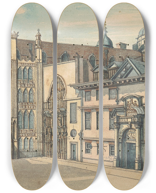 Triptych art skateboard deck of Samuel Ireland Guildhall_2 by Samuel Ireland (1744-1800)
