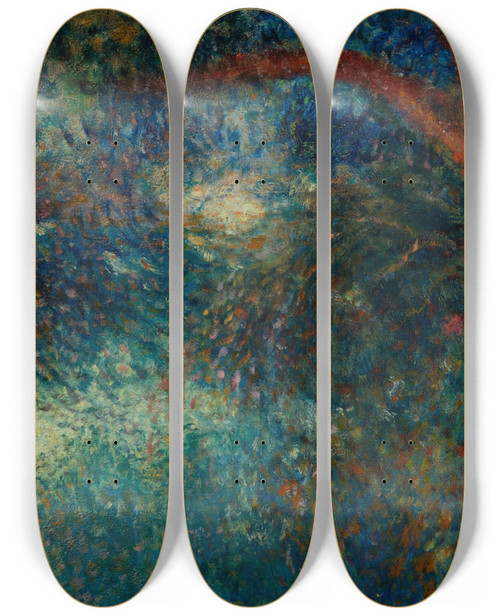 Triptych art skateboard deck of Georges Lemmen Saule Pleureur Prs Dune Rivire by Georges Lemmen (1865-1916)