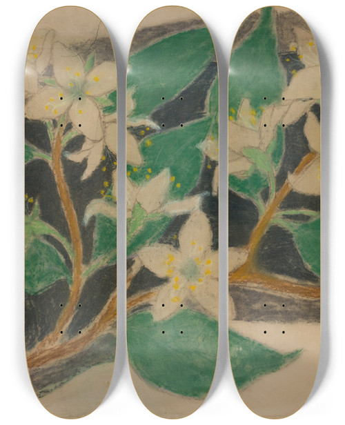 Triptych art skateboard deck of Stanisaw Wyspiaski Kwiaty Liwy Projekt Do Dekoracji Malarskiej by Stanislaw Wyspianski (1869-1907)