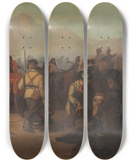 Triptych art skateboard deck of Josef Bche From The Tyrolean War Of Liberation by Josef Buche (1848-1917)