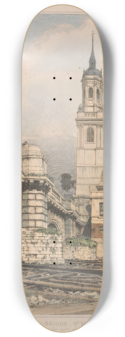 Edward William Cooke - Part of Old London Bridge, St. Magnus and the Monument 8.25 inch art skate deck Edward William Cooke - Part of Old London Bridge, St. Magnus and the Monument 8.25 inch art skate deck