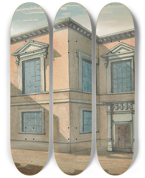 Triptych art skateboard deck of Samuel Ireland Joiners Hall by Samuel Ireland (1744-1800)