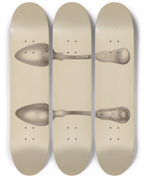 Triptych art skateboard deck of Kalamian Walton Silver Spoon_2 by Kalamian Walton