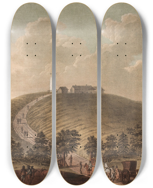 Triptych art skateboard deck of Georg Haas Monument Strikklestad by Georg Haas (1756-1817)