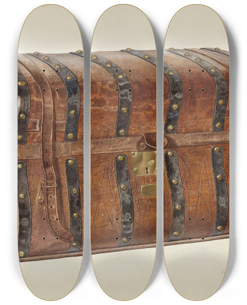 Triptych art skateboard deck of Edward L Loper Large Trunk by Edward L Loper (1916-2011)