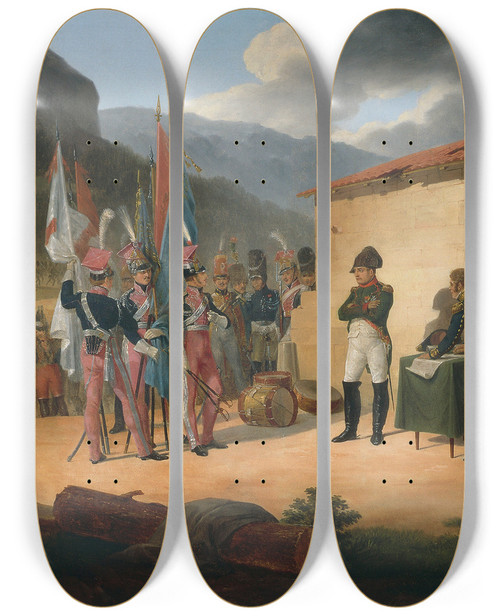Triptych art skateboard deck of January Suchodolski Battle Of Tudela by January Suchodolski (1797-1875)