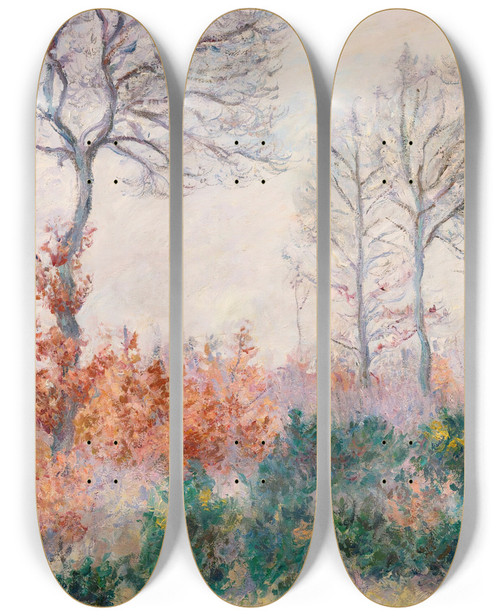 Triptych art skateboard deck of Blanche Hoschedmonet Bois Tailler En Automne Effet Dhiver by Blanche Hoschede Monet (1865-1947)