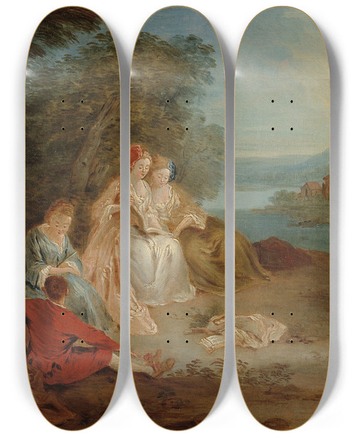 Triptych art skateboard deck of French School Le Repos Sur La Colline by French School (16-19-)
