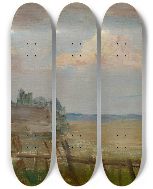 Triptych art skateboard deck of Jan Cigliski Northern Studies The White Night Clouds by Jan Ciaglinski (1858-1913)