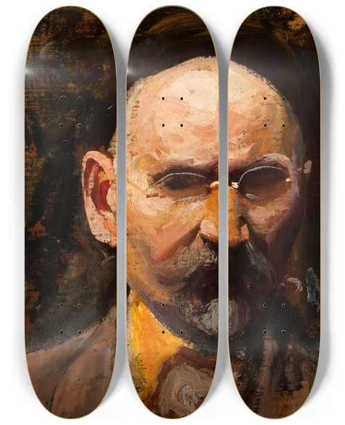 Triptych art skateboard deck of Leon Wyczkowski Selfportrait_2 by Leon Wyczolkowski (1852-1936)