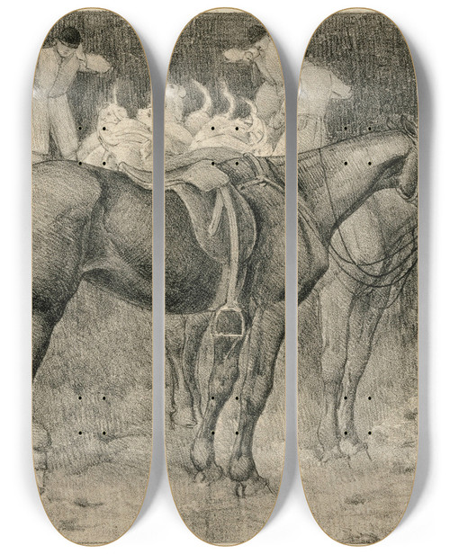 Triptych art skateboard deck of Robert Polhill Bevan Whoop by Robert Polhill Bevan (1865-1925)