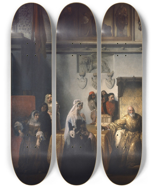 Triptych art skateboard deck of Francesco Hayez Doge Francesco Foscaris Removal The Two Foscari by Francesco Hayez (1791-1882)