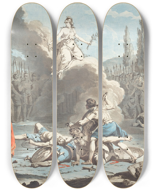 Triptych art skateboard deck of Jean Franois Janinet The Combat Of The Horatii And The Curatii by Jean Francois Janinet (1752-1814)