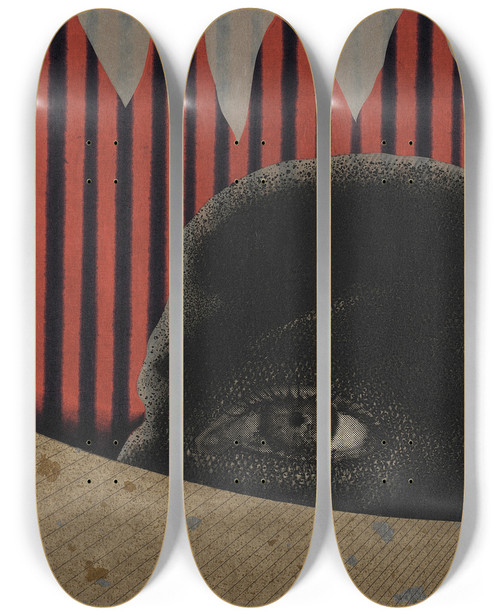 Triptych art skateboard deck of Thomas Moran Mountain Landscape Book Picturesque California And The Region West Of The Rocky Mountains From Alaska To Mexico by Thomas Moran (1837-1926)