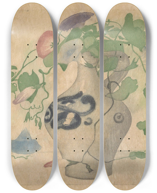 Triptych art skateboard deck of Frans Everbag Winde In Een Kan Van Aardewerk by Frans Everbag (1877-1947)