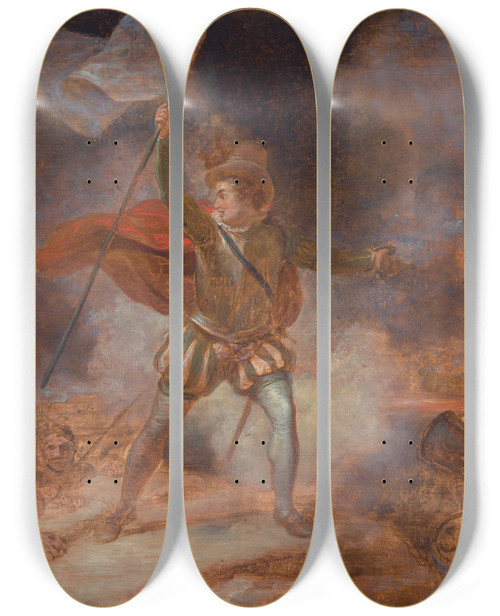 Triptych art skateboard deck of Robert Smirke The Seven Ages Of Man The Soldier As You Like It Ii Vii by Robert Smirke (1752-1845)