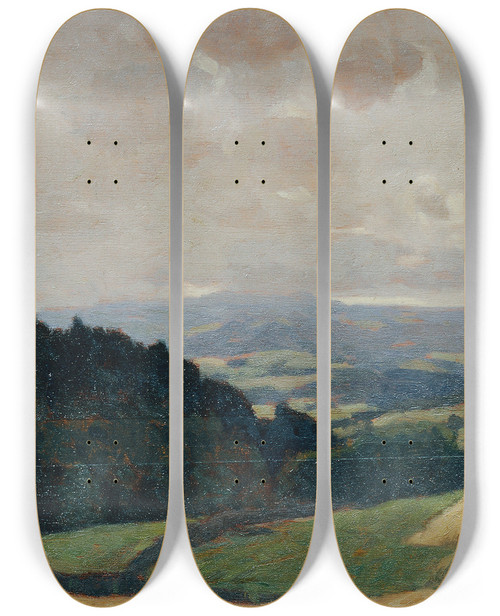 Triptych art skateboard deck of Franz Ignaz Peter Gruber Stilles Tal by Franz Ignaz Peter Gruber (1878-1945)