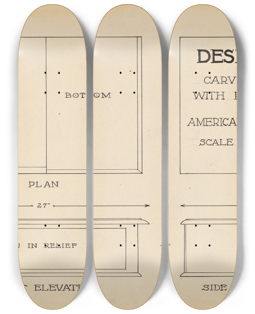 Triptych art skateboard deck of Isidore Sovensky Box_2 by Isidore Sovensky