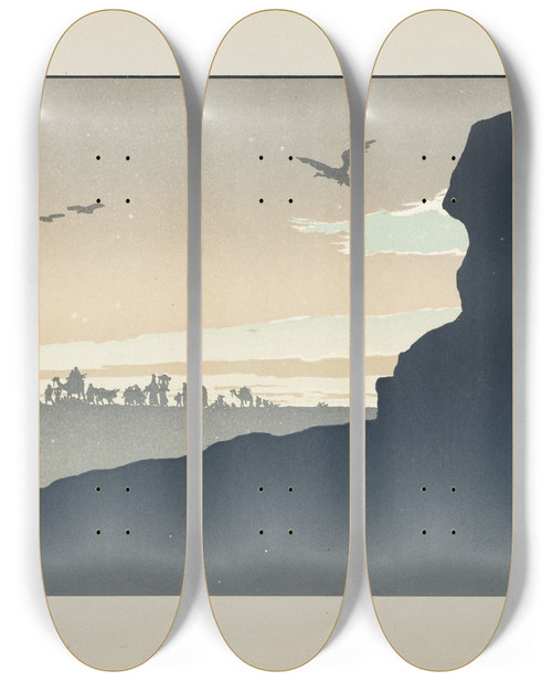 Triptych art skateboard deck of Henri Rivire The Prodigal Son Page 37 by Henri Riviere (1864-1951)