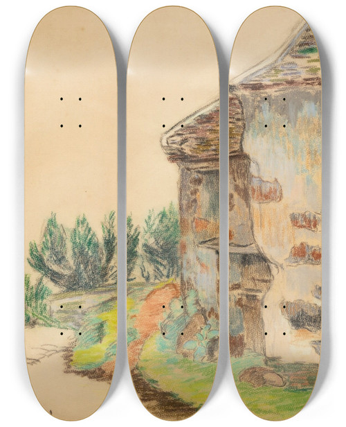 Triptych art skateboard deck of Armand Guillaumin Breuillet Iledefrance by Armand Guillaumin (1841-1927)