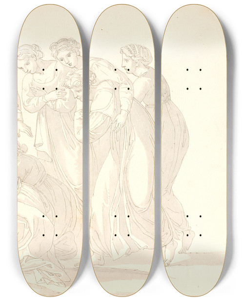 Triptych art skateboard deck of Christian Gottlieb Kratzensteinstub Faraos Datter Finder Moses by Christian Gottlieb Kratzenstein Stub 2 (1783-1816)