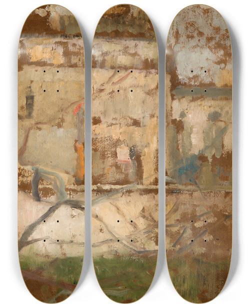 Triptych art skateboard deck of Olga Boznanska View From The Studios Window_2 by Olga Boznanska (1865-1940)