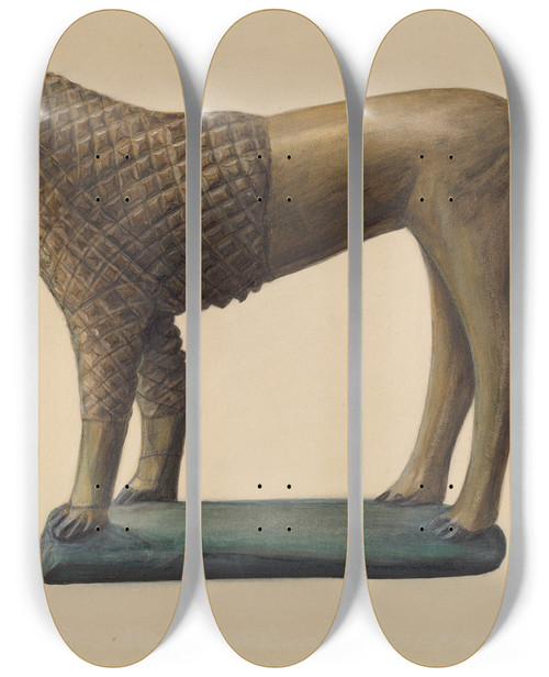 Triptych art skateboard deck of Mina Lowry Poodle_2 by Mina Lowry (1894-1942)