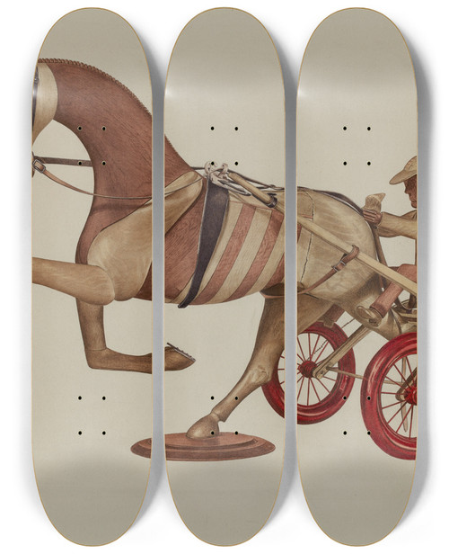 Triptych art skateboard deck of Henry Murphy Trotter In Action by Henry Murphy