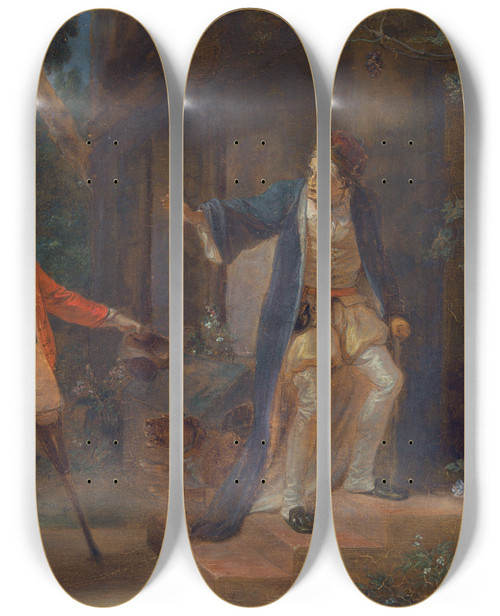 Triptych art skateboard deck of Robert Smirke The Seven Ages Of Man The Pantaloon As You Like It Ii Vii by Robert Smirke (1752-1845)