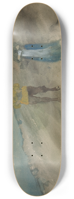 Edwin Austin Abbey - Two Figures in a Landscape (recto); Study of Mans Head (Self-portrait)(verso) 8.25 inch art skate deck
