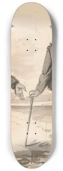 Edwin Austin Abbey - Two men conversing on seashore 8.25 inch art skate deck
