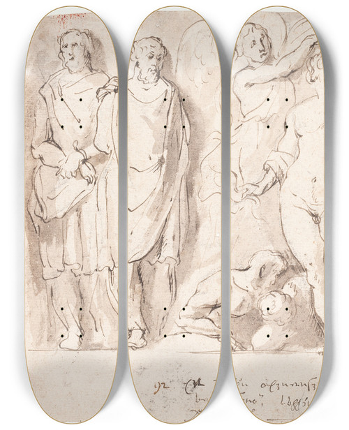Triptych art skateboard deck of Peter Paul Rubens Alexander The Greats Triumph by Peter Paul Rubens (1577-1640)