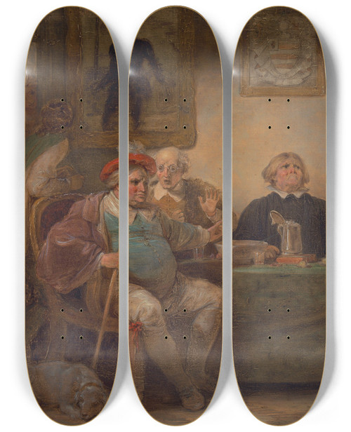 Triptych art skateboard deck of Robert Smirke The Seven Ages Of Man The Justice As You Like It Ii Vii by Robert Smirke (1752-1845)