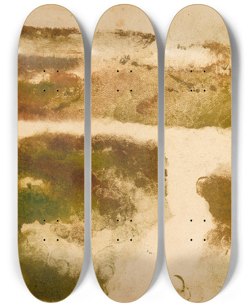 Triptych art skateboard deck of Edgar Degas Mountain Landscape by Edgar Degas (1834-1917)