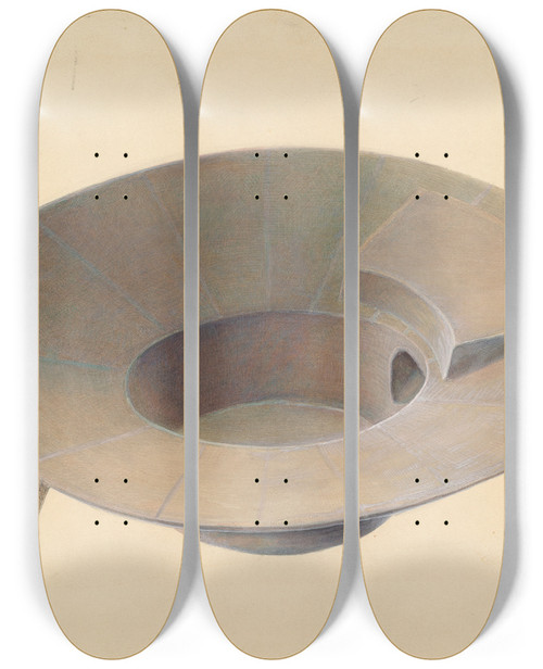 Triptych art skateboard deck of Gordon Saltar Tin Bath Tub by Gordon Saltar
