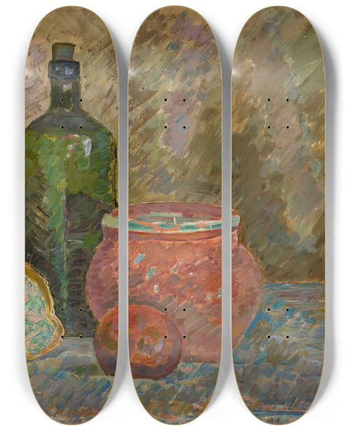 Triptych art skateboard deck of Zygmunt Waliszewski Still Life With Bread by Zygmunt Waliszewski (1897-1936)