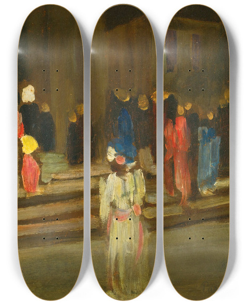 Triptych art skateboard deck of Wassily Kandinsky Park Von St Cloud Eingang Park Of St Cloud Entrance by Wassily Kandinsky (1866-1944)