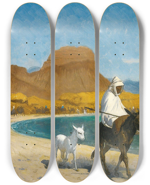 Triptych art skateboard deck of Jeanlon Grme Golfe Dakaba by Jean-Lon Grme (1824-1904)