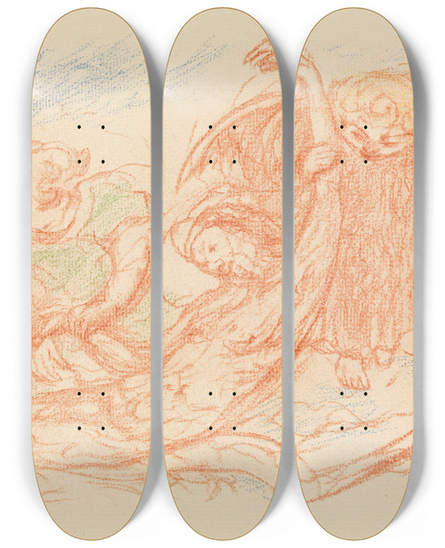 Triptych art skateboard deck of James Ensor Christ And The Angels by James Ensor (1860-1949)