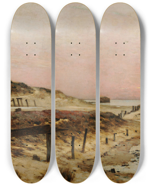 Triptych art skateboard deck of Jean Charles Cazin Ruines De Lancien Port De Wimereux by Jean Charles Cazin (1840-1901)