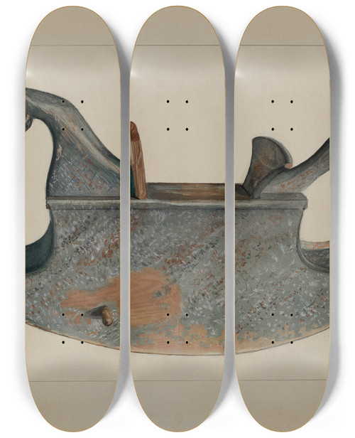 Triptych art skateboard deck of John Fisk Toy Rocking Horse by John Fisk