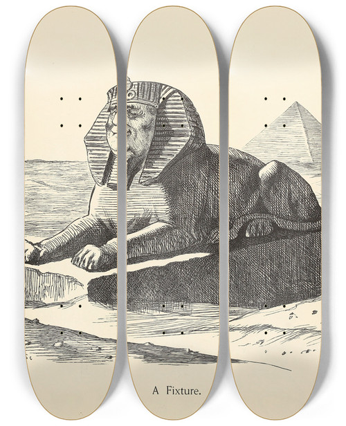 Triptych art skateboard deck of Sir John Tenniel A Fixture by Sir John Tenniel (1820-1914)