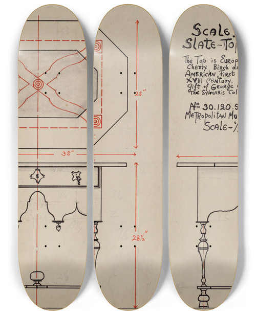 Triptych art skateboard deck of M Rosenshieldvonpaulin Slatetop Table_4 by M. Rosenshield-von-Paulin