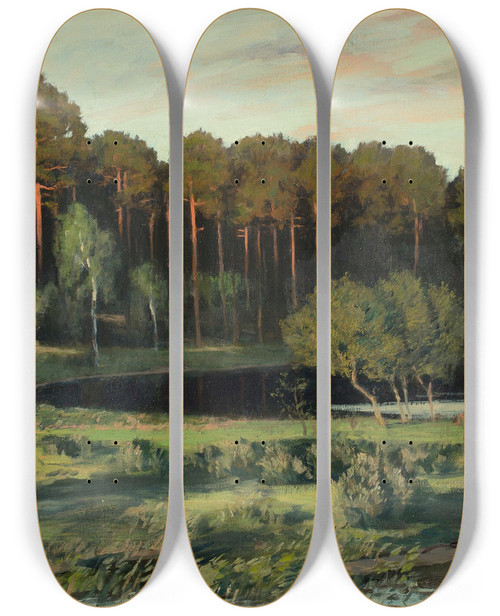 Triptych art skateboard deck of Walter Leistikow Grunewald by Walter Leistikow (1865-1908)