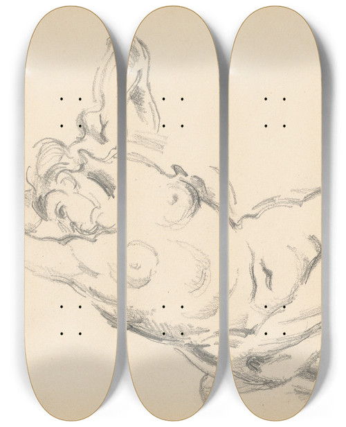 Triptych art skateboard deck of Paul Czanne Study Of The Allegorical Figure Bellona In Rubens The Apotheosis Of Henri Iv Ii by Paul Cezanne (1839-1906)