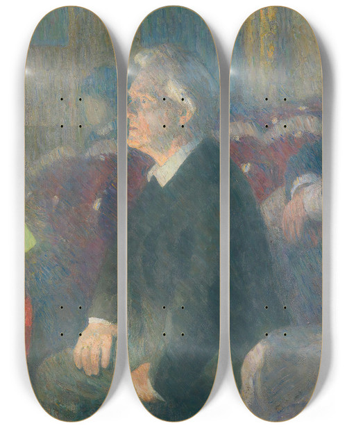 Triptych art skateboard deck of Erik Werenskiold Portrait Of Theater Director Bjrn Bjrnson by Erik Werenskiold (1855-1938)