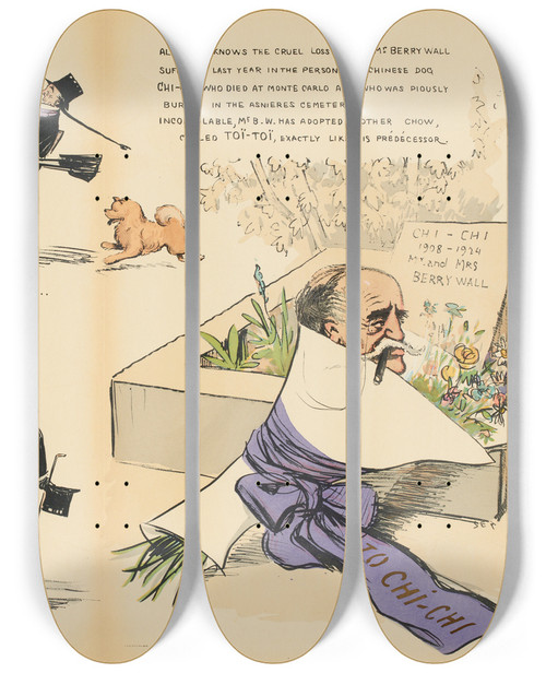 Triptych art skateboard deck of Georges Goursat Sem To Chichi by Georges Goursat (Sem) (1863-1934)