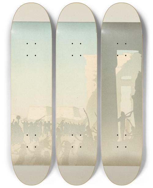 Triptych art skateboard deck of Henri Rivire The Prodigal Son Deuxime Tableau by Henri Riviere (1864-1951)