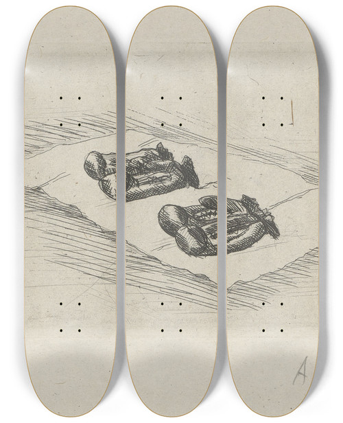 Triptych art skateboard deck of Andr Dunoyer De Segonzac Tableau De La Boxe Illustr De 29 Gravures Leauforte Pl 59 by Andre Dunoyer De Segonzac (1884-1974)